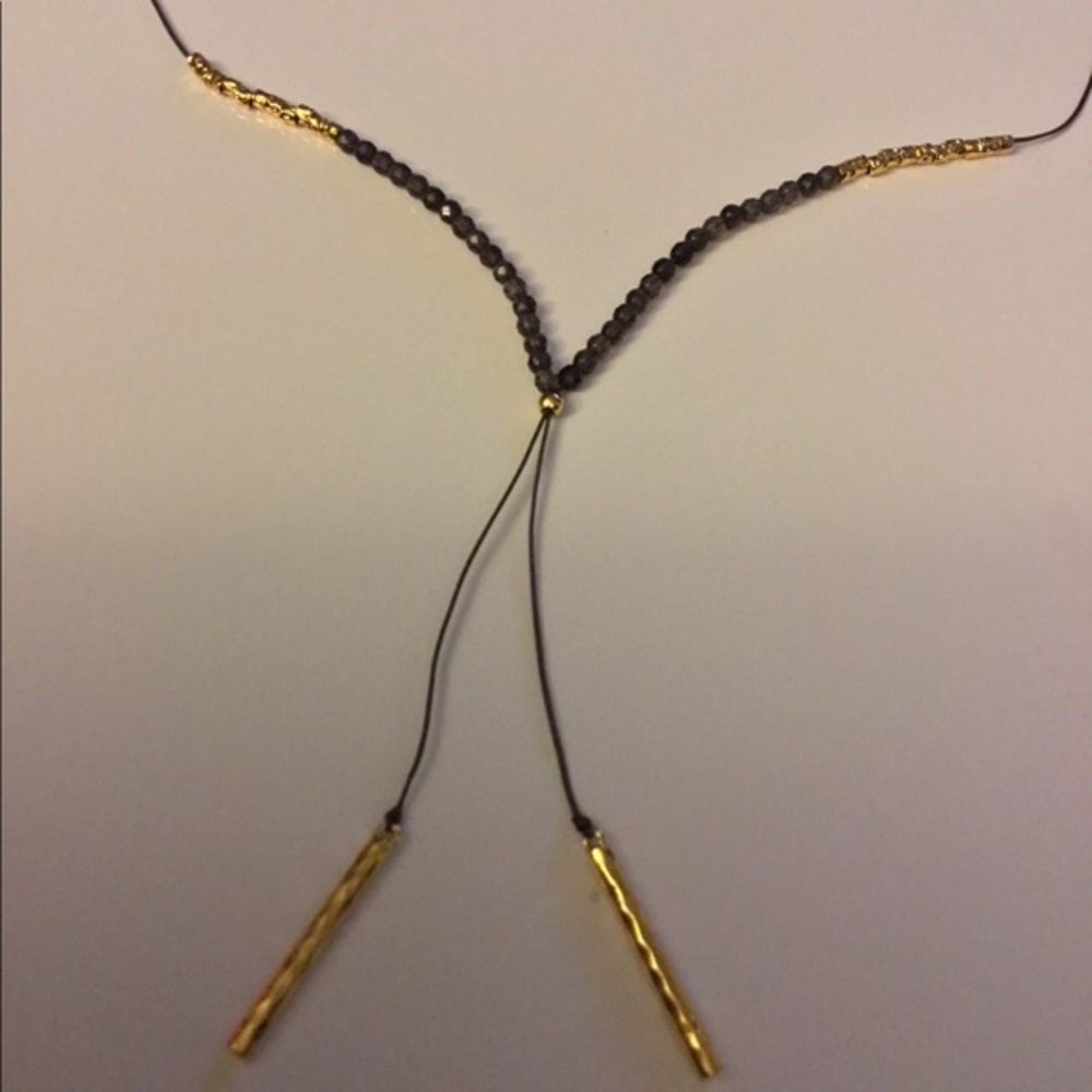 NWOT GORJANA POWER GEM GOLD/GREY BEADED NECKLACE